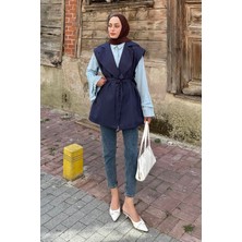 Lamelif Kolsuz Tesettür Yelek Lacivert