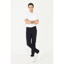 White Stone Siyah Net Duruş Klasik Cep Jean