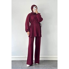 Lamelif Taşlı Ikili Takım Bordo