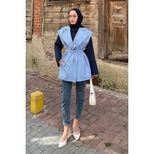 Lamelif Kolsuz Tesettür Yelek Mavi