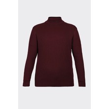 White Stone Bordo Yarım Balıkçı Yaka Fitilli Triko Kazak