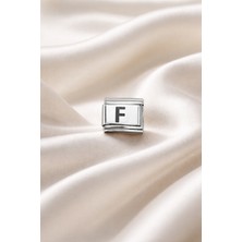 Nomination Uyumlu F Harf Charm , Çelik Bileklik Aksesuarı , Kişiye Özel Harf Modülü , Şık & Minimal