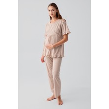 Artış Collection Kısa Kollu Emzirme Bölmeli Ayarlanabilir Bel Pamuklu Hamile Pijama Takım 19218