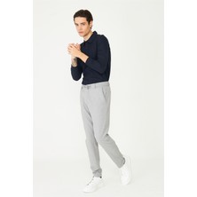 White Stone Gri Bağcıklı Smart Casual Pantolon