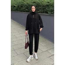 Lamelif Kapüşonlu Ikili Takım Siyah