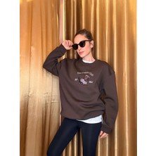 Kahve Doggie Club Nakış Işlemeli Şardonlu Sweatshirt