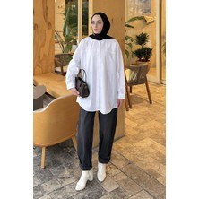 Lamelif Kol Fırfır Detaylı Gömlek Beyaz