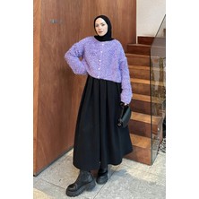 Lamelif Yumoş Havlu Desen Hırka Lila