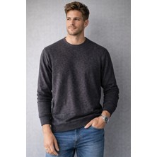 İnce Moda Giyim Erkek Basic Bisiklet Yaka Uzun Kollu Sweatshirt