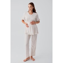 Artış Collection Kısa Kollu Emzirme Bölmeli Ayarlanabilir Bel Pamuklu Hamile Pijama Takım 19218