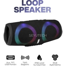 Seyutech Bluetooth Hoparlör Rgb Işıklı Tft Aux USB Girişli Ses Bombası Taşınabilir Şarjlı Kablosuz Speaker