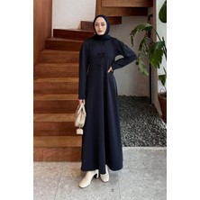 Lamelif Kurdela Detaylı Scuba Elbise Lacivert