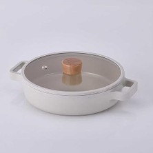 Renklimestore D-NEOF226L Fıka Cam Kapaklı Alumınyum Sıg Tencere 26 cm Be