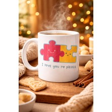 I Love You To Pieces Baskılı Porselen Kupa Model 14  Sevgiliye Arkadaşa Özel Tasarım Kahve Kupası  Hediye Kupası