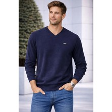 İnce Moda Giyim Erkek V Yaka Basic Uzun Kollu Sweatshirt
