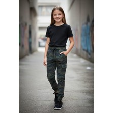 Black Steel Garson Boy Kız Kamuflaj Pantolon