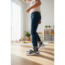 Enoch Yan Şerit Nakışlı ve Cırtlı Sportif Çocuk Ayakkabı