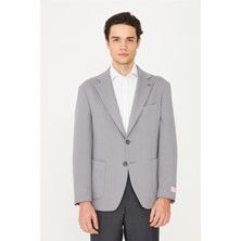 White Stone Gri Klasik Kesim Blazer Ceket