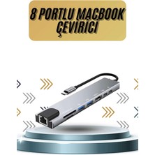 K-Yonlineticaret 8 Portlu Macbook Çevirici Type C Hub Sd Tf USB Çoğaltıcı Ethernet