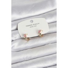 Pembe Yunus Balığı Model Gold Renk Pirinç Çocuk Küpe