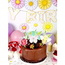 Fluparty Papatya Temalı Pasta Süsü - Daisy Konsept Cake Topper