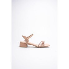 Shoegar Kadın Nude Taş Detaylı Kalın Topuklu Şık Sandalet EATR20MY26D