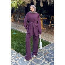 Lamelif Bağlama Detaylı Ikili Takım Bordo