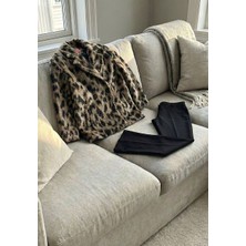 Scalı Quzu Leopar Desenlioversize Kaban