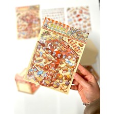 Kağıt Gemi Dıy Kawaii Sokak Lezzetleri Tasarla 2yaprak 121ADET 3D Diorama Izometrik Sticker Seti/etiket/çıkarma