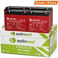 Solinved 12V 24AH Vrla Type Elektrikli Bisiklet Aküsü (Premium) (4 Adet)
