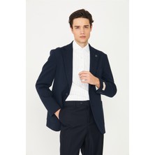 White Stone Lacivert Klasik Kesim Blazer Ceket