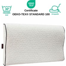 MORVELLA Softcare Serisi Lacivert Biyeli Medikal, Boyun Destekli Ortopedik Visco Yastık 50X30X11-9 cm