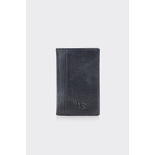 White Stone Lacivert Çok Bölmeli Premium Dikey Deri Erkek Kartlık