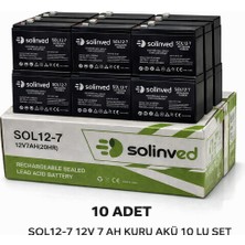 Solinved 12V 7AH Kuru Akü Ups ve Alarm Aküsü (10ADET)