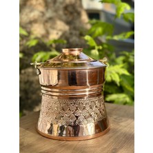 Maraş Bakırcılık - 5 Litre El Dövme Desenli Bakır Yoğurt Bakracı – Içi Kalaylı Geleneksel Bakraç