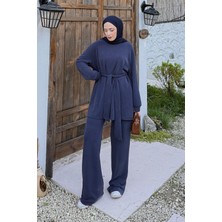 Lamelif Bağlama Detaylı Ikili Takım Lacivert