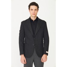 White Stone Antrasit Çizgili Spor Blazer Ceket
