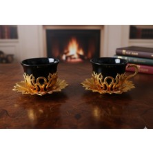 Meya Design Dekoratif Kahve Fincanı Seti – Zamak Gövdeli Seramik Fincan