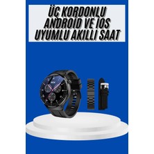 K-Yonlineticaret Amoled Ekran Akıllı Saat Üç Kordonlu Ios Android Uyumlu
