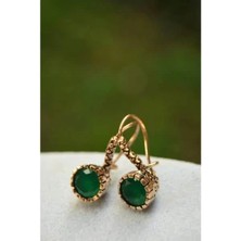 Stoneage Zümrüt Doğal Taş Yeşil Bayan Küpe