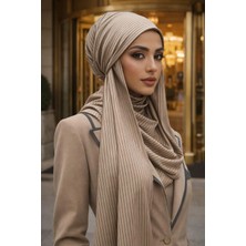 Aişe Tesettür Vizon Çizgili Bandana Bone Şal