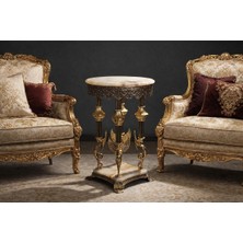 Stilars Mermer Üstü Pirinç Yan Sehpa 70*41 cm