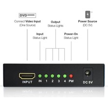 Uslucan Alışveriş NR78 4 Port 4K 2160P Ultrahd HDMI Splitter Çoklu Ekran Çoklayıcı Switch Metal Kasa