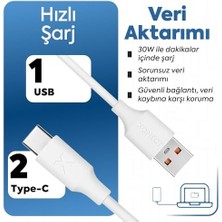 Uslucan Alışveriş USB To Type-C ile Uyumlu ve ile Uyumlu Hızlı Şarj ve Data Kablosu 100 cm (Beyaz)