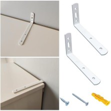 Uslucan Alışveriş 2 Adet Beyaz Çelik Deprem Dolap Sabitleme Aparatı 16X60X140MM - Mobilya Eşya Kitaplık Duvar Sabitleyici L Demir Gönye Köşebent