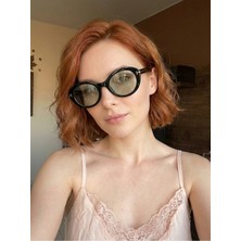 Funeyes Xuping Kadın Siyah Çerçeve Siyah Cam Popüler Oval Güneş Gözlüğü – Aksesuar Detaylı UV400