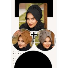 Aişe Tesettür 3lü Şapkalı Bone Set -14661