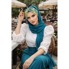 Aişe Tesettür Petrol Yeşili Burgu Hazır Şal