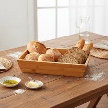 Uslucan Alışveriş Bambu Ekmek Sepeti ve Sunumluk (33X15X7 Cm) | Doğal Ahşap Modern Meyve, Sebze ve Servis Sepeti | Antibakteriyel ve Şık Tezgah Üstü Düzenleyici
