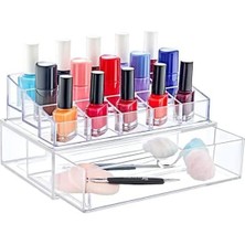 Uslucan Alışveriş Deconox 15 Gözlü Akrilik Çekmeceli Oje ve Manikür Seti, Çekmeceli 15 Gözlü Oje Ruj ve Makyaj Organizeri (613)